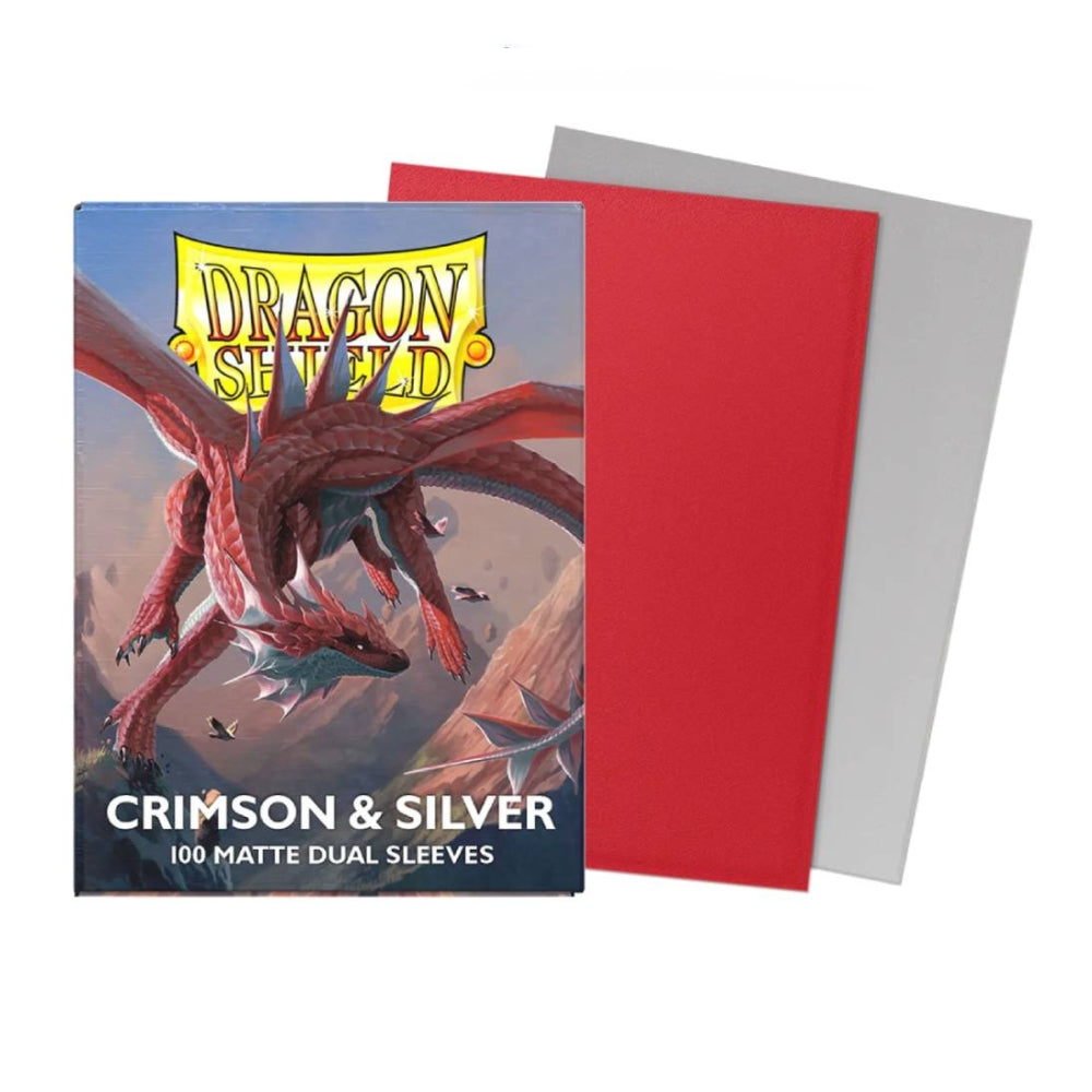 Dragon Shield: Crimson / Silver Dual Matte Standard Sleeves - 100 Sleeves