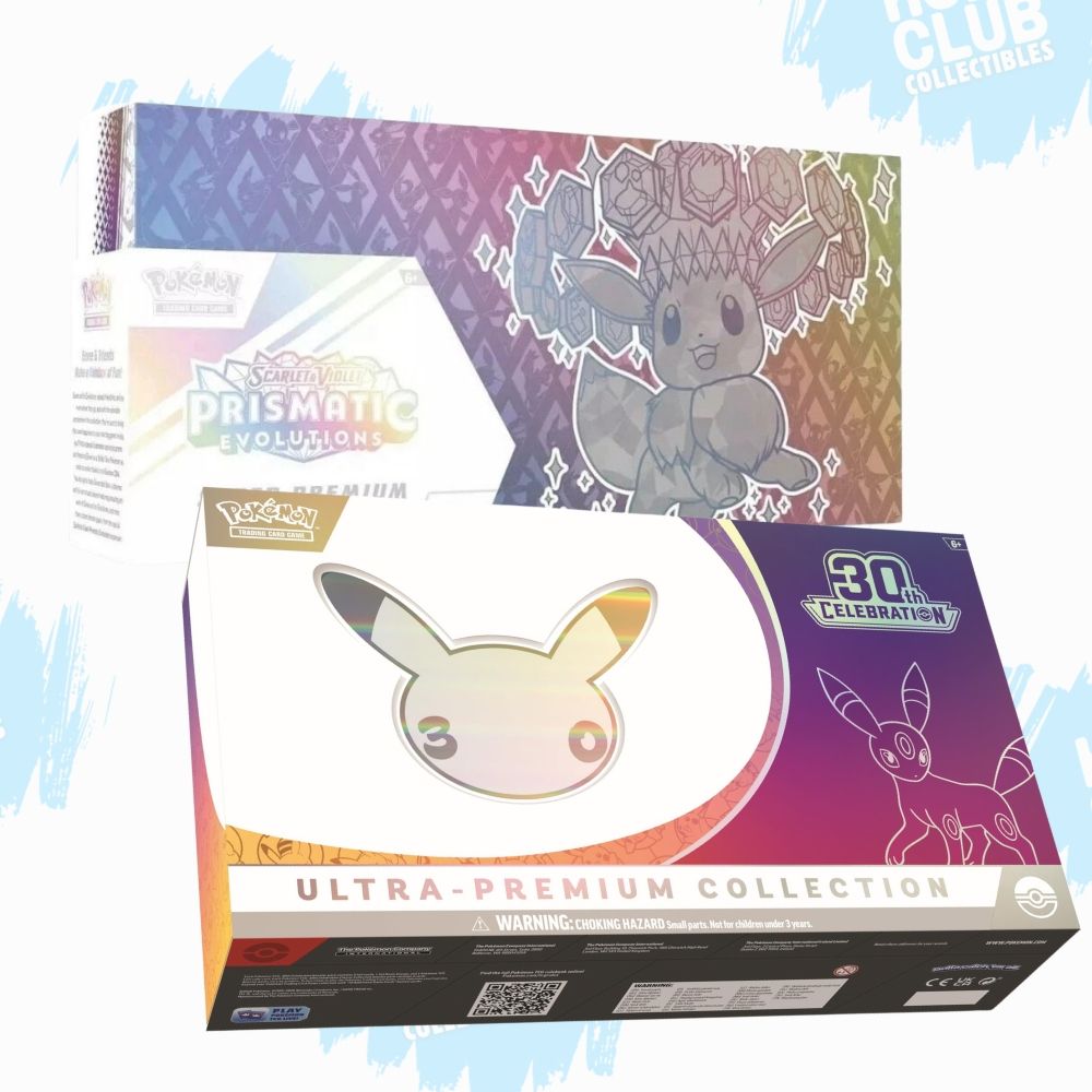 HCO LIMITED BUNDLE: Prismatic Evolutions SPC Box + 30th Celebrations UPC Box Bundle (Pre-order)