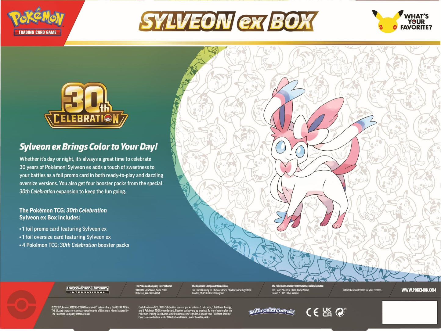 Pokémon: 30th Anniversary Celebrations Sylveon ex / Greninja ex Box - ONE AT RANDOM