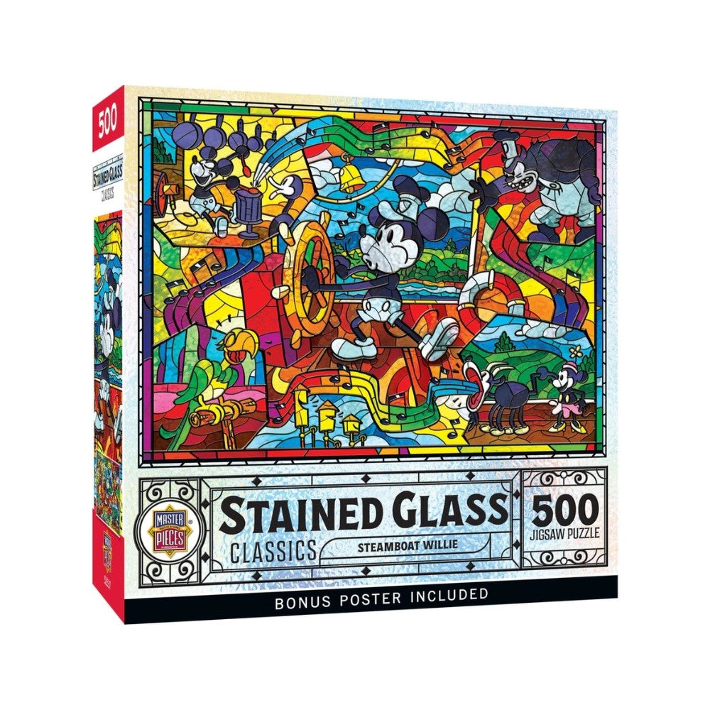 Stained Glass Disney Steamboat Willie Puzzle 500pcs