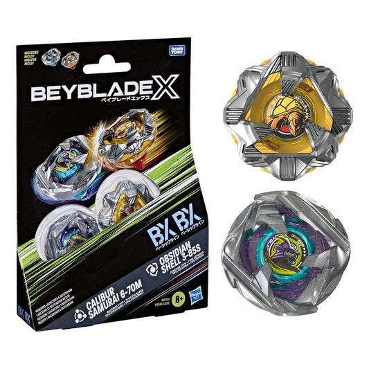 Beyblade X: Calibur Samurai 6-70m BX & Obsidian Shell 3-85S BX Takara Tomy Dual Pack