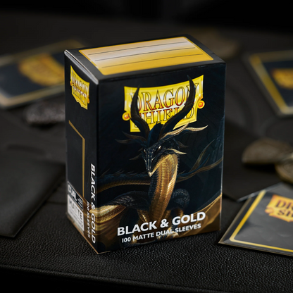 Dragon Shield: Black / Gold Matte Dual Standard Sleeves - 100 Sleeves